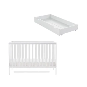 Obaby Bantam Cot, Under Drawer & Eco-Plus Foam Mattress-White