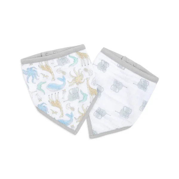 Aden + Anais Pack of 2 Essential Cotton Muslin Bandana Bibs - Naural History (23-19-346)