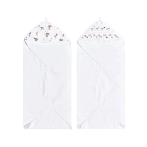 Aden + Anais Pack of 2 Essential Hooded Towel - Elephant Circus (23-19-361)