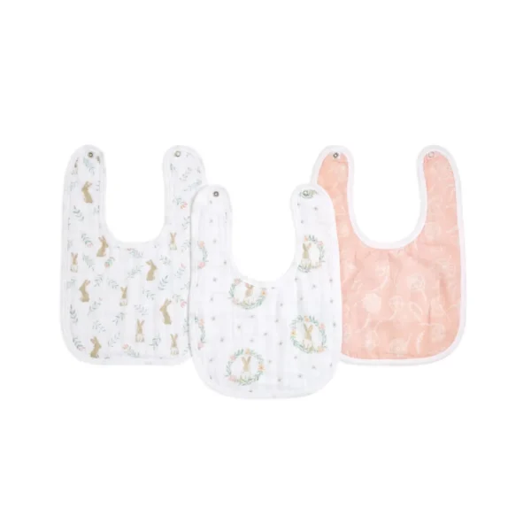 Aden + Anais Pack of 3 Essential Cotton Muslin Snap Bibs - Blushing Bunnies (23-19-339)