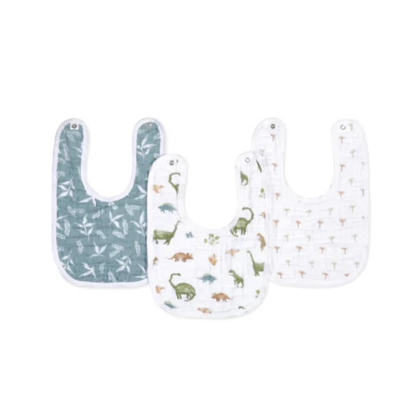 Aden + Anais Pack of 3 Essential Cotton Muslin Snap Bibs - Dino Jungle (23-19-341)