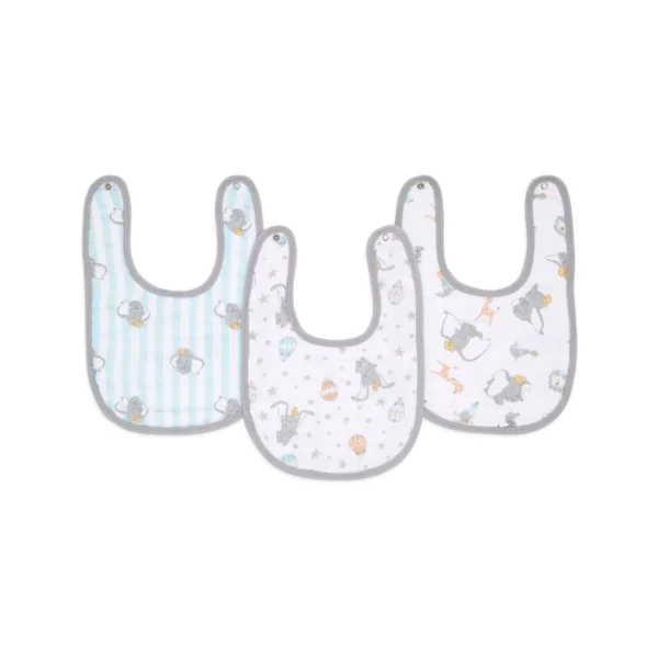 Aden + Anais Pack of 3 Essential Cotton Muslin Snap Bibs - Dumbo New Heights (23-19-331)