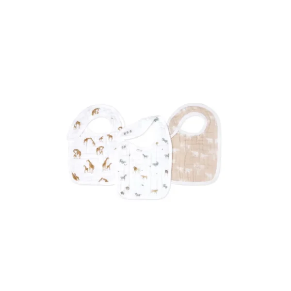 Aden + Anais Pack of 3 Snap Bibs Organic Cotton Muslin - Safari Dream (23-19-122)