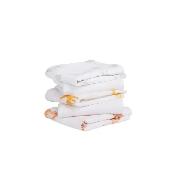 Aden + Anais Pack of 5 Essentials Cotton Muslin Squares - Safari Babes (23-19-276)