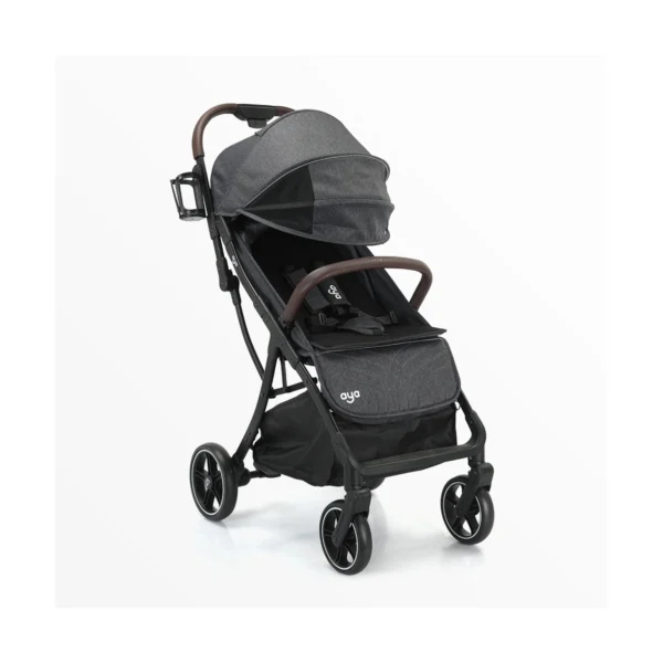 aya easyfold compact travel stroller stone grey