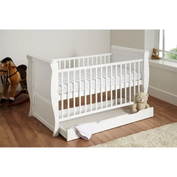 Aya Sleigh Cot Bed - White