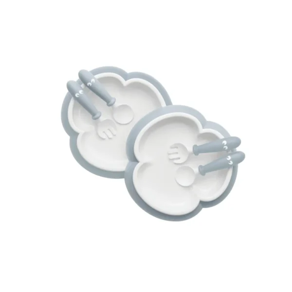 babybjorn pack of 2 baby plate spoon and fork set powder blue