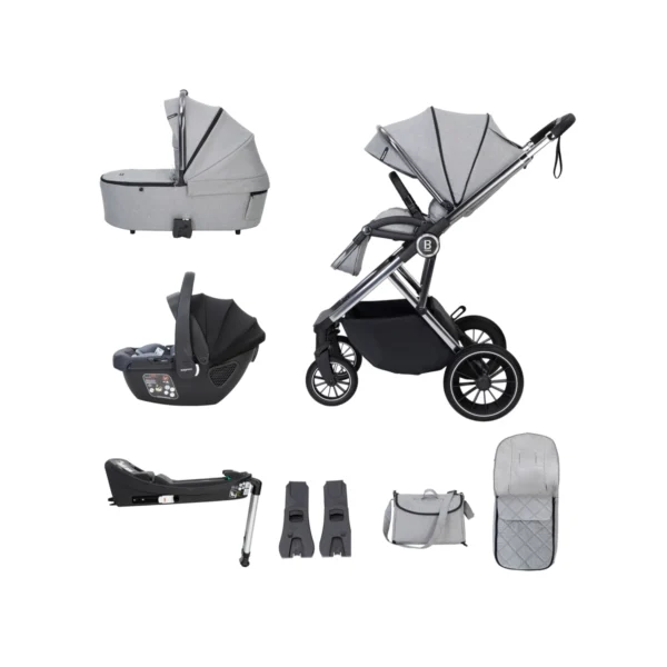 Babymore Chia Travel System Coco with Base - Pearl Grey