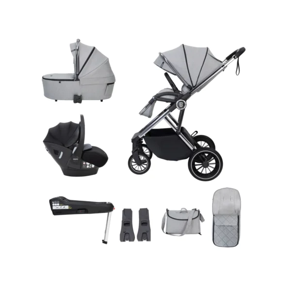 Babymore Chia Travel System Pecan with Base - Pearl Grey