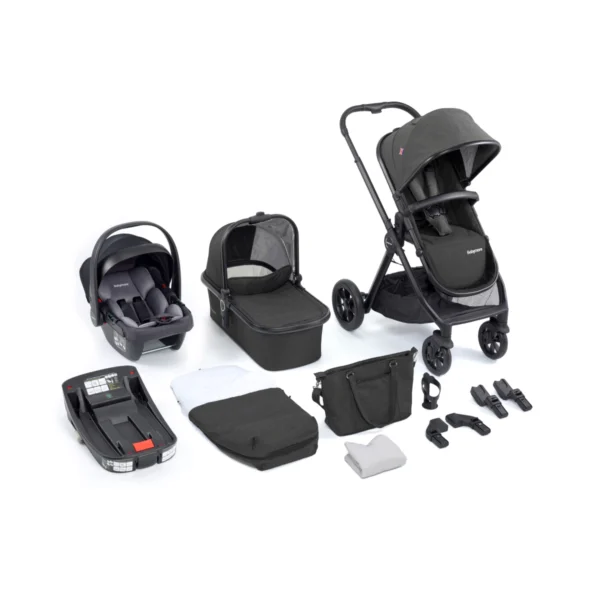 Babymore Memore V2 13 Piece Travel System Bundle with Coco i-Size Car Seat and Isofix Base - Black