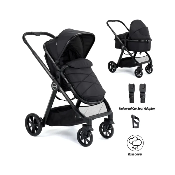 Babymore Mimi 2 in 1 Pram System Bundle - Black