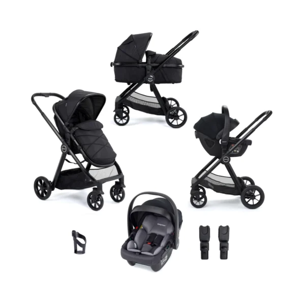 Babymore Mimi 3 in 1 Travel System Bundle with Coco i-Size Car Seat - Black