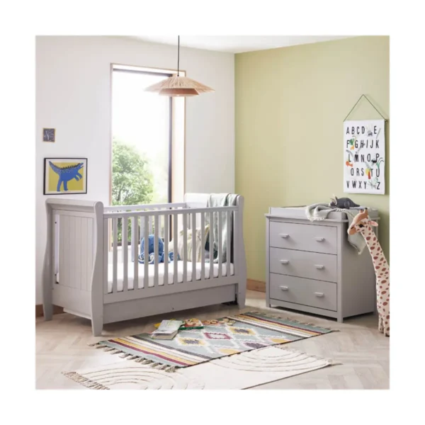 babymore stella sleigh 2 piece roomset grey