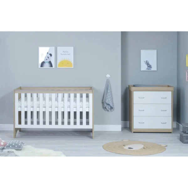 Babymore Veni 2 Piece Furniture Room Set - Oak/White