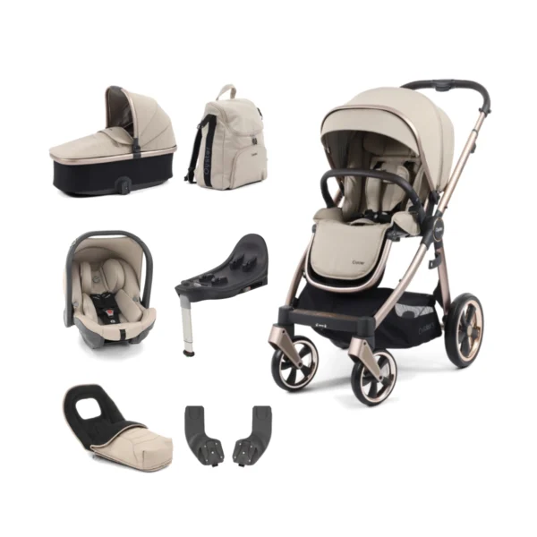 BabyStyle Oyster 3 Champagne Chassis Luxury 7 Piece Bundle - Creme Brulee + FREE Oyster Organiser!