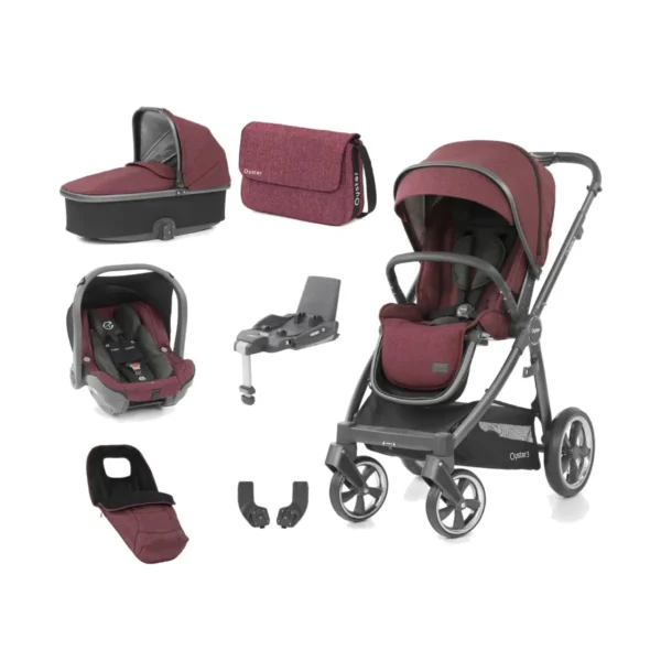 BabyStyle Oyster 3 City Grey Finish Luxury 7 Piece Bundle - Berry (Clearance)