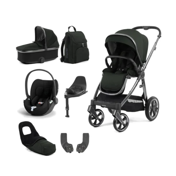 BabyStyle Oyster 3 Luxury 7pc Bundle with Cybex Cloud T Car Seat & Base - Black Olive + FREE Oyster Organiser!