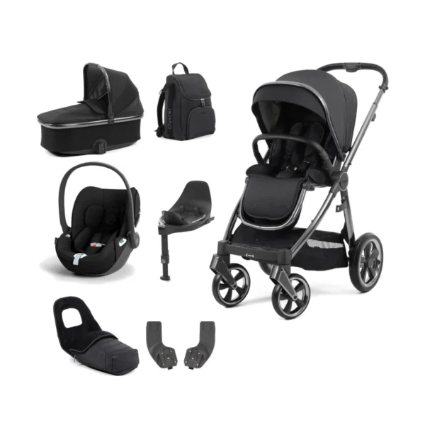 BabyStyle Oyster 3 Luxury 7pc Bundle with Cybex Cloud T Car Seat & Base - Carbonite + FREE Oyster Organiser!