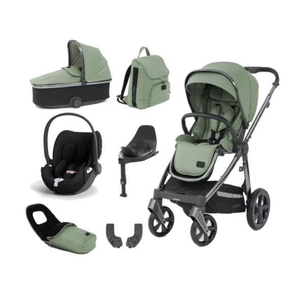 BabyStyle Oyster 3 Luxury 7pc Bundle with Cybex Cloud T Car Seat & Base - Spearmint + FREE Oyster Organiser!