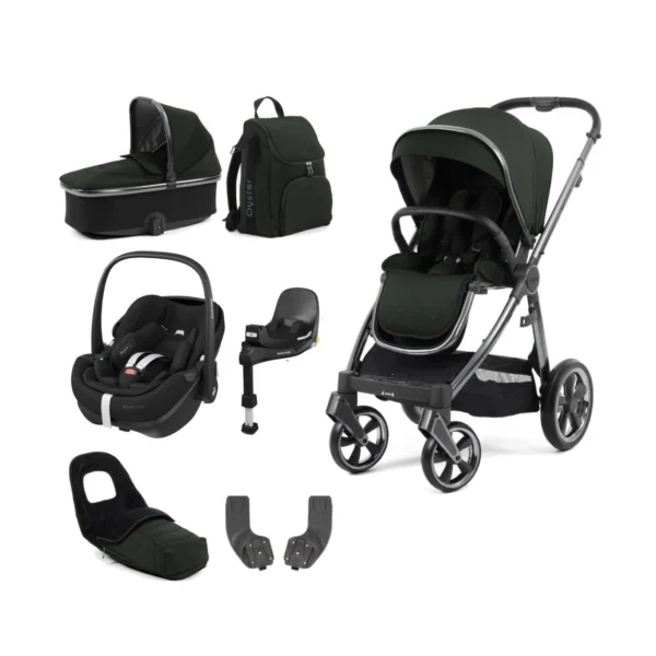 BabyStyle Oyster 3 Luxury 7pc Bundle with Maxi Cosi Pebble 360 Car Seat & Base - Black Olive + FREE Oyster Organiser!