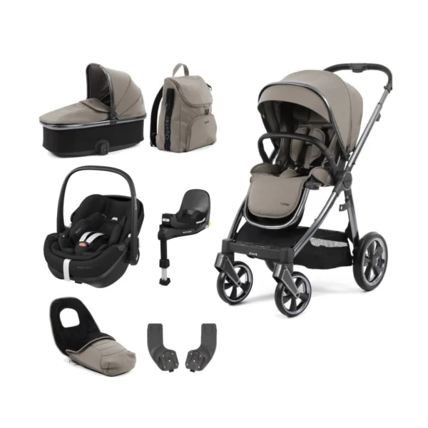 BabyStyle Oyster 3 Luxury 7pc Bundle with Maxi Cosi Pebble 360 Car Seat & Base - Stone + FREE Oyster Organiser!