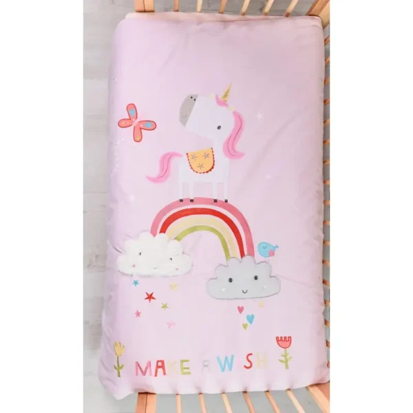 bizzi growin cot bed quilt rainbow unicorns