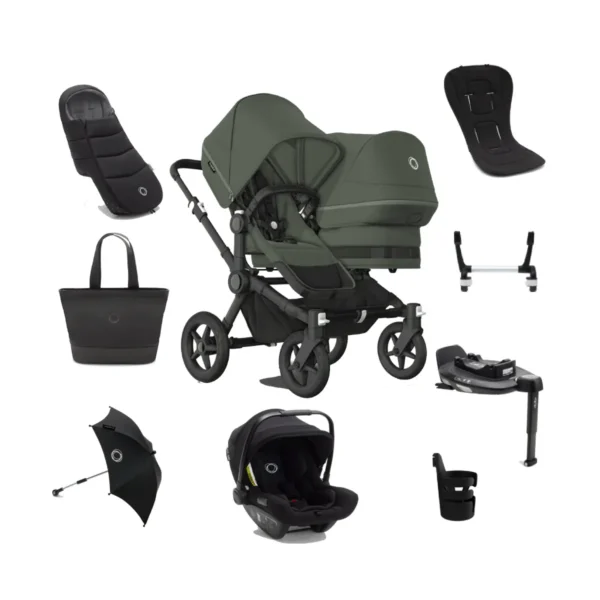 Bugaboo Donkey 5 Duo Complete Pushchair Bundle - Black/Forest Green