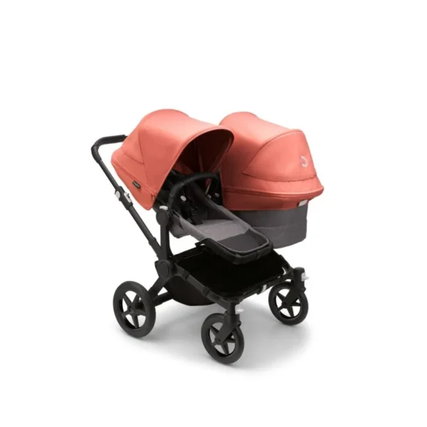 Bugaboo Donkey 5 Duo Styled By You Pushchair-Black/Grey Melange/Sunrise Red