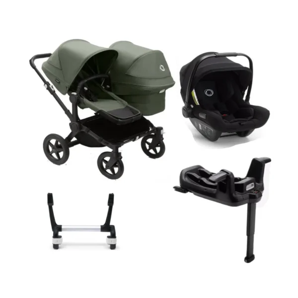 Bugaboo Donkey 5 Duo (Turtle Air) Travel System Bundle - Black/Forest Green