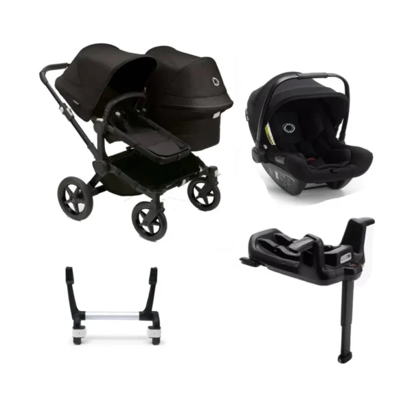 Bugaboo Donkey 5 Duo (Turtle Air) Travel System Bundle - Black/Midnight Black