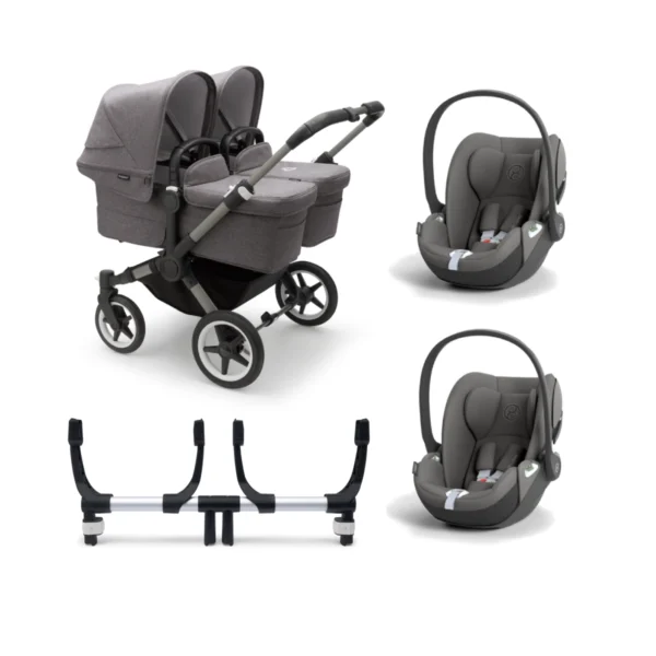 Bugaboo Donkey 5 Twin (Cloud T) Travel System Bundle - Graphite/Grey Melange