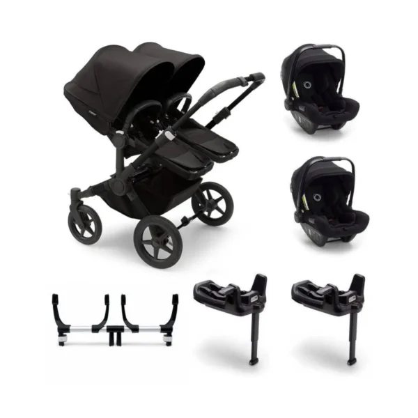 Bugaboo Donkey 5 Twin (Turtle Air) Travel System Bundle - Black/Midnight Black