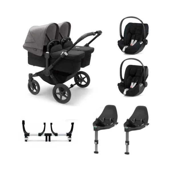 Bugaboo Donkey 5 Twin (Turtle Air) Travel System Bundle - Black/Midnight Black/Grey Melange