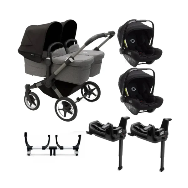 Bugaboo Donkey 5 Twin (Turtle Air) Travel System Bundle - Graphite/Grey Melange/Midnight Black