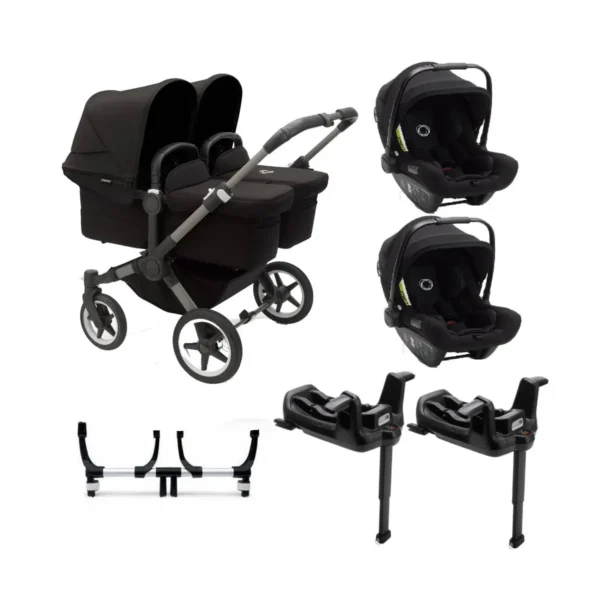 Bugaboo Donkey 5 Twin (Turtle Air) Travel System Bundle - Graphite/Midnight Black/Midnight Black