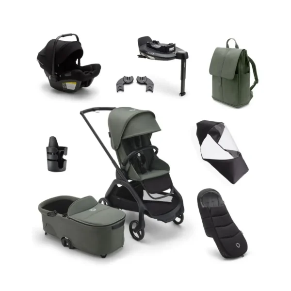 Bugaboo Dragonfly Ultimate Travel System Bundle - Black/Forest Green