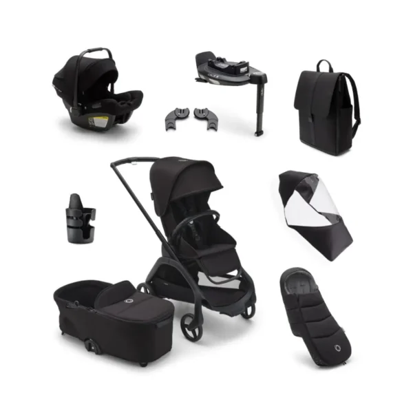 Bugaboo Dragonfly Ultimate Travel System Bundle - Black/Midnight Black