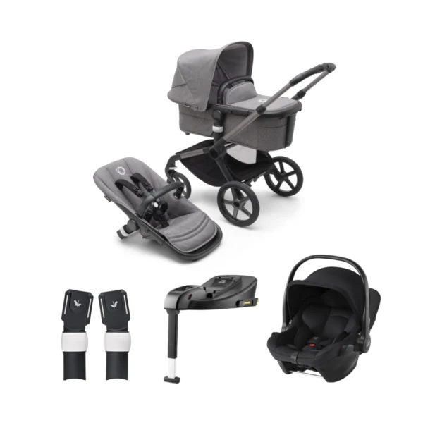 Bugaboo Fox 5 (Britax Baby Safe-Core Car Seat) Travel System Bundle - Graphite/Grey Melange