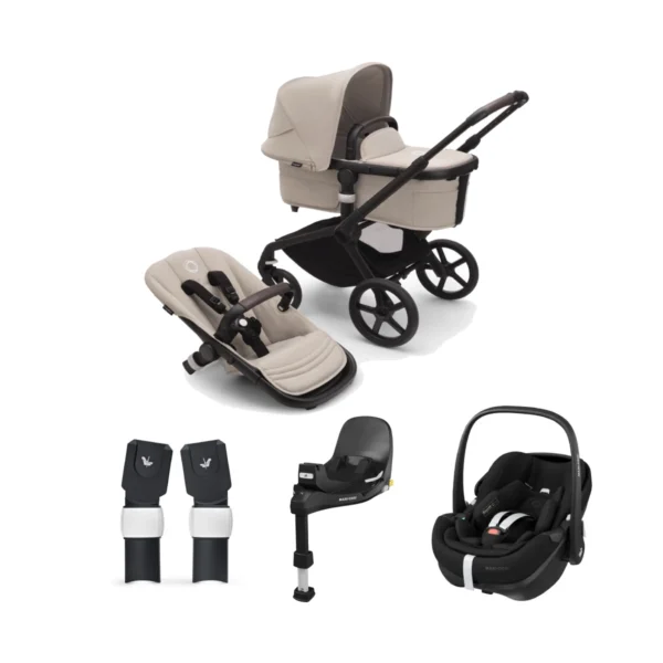 Bugaboo Fox 5 (Maxi Cosi Pebble Pro 360) Travel System Bundle - Black/Desert Taupe