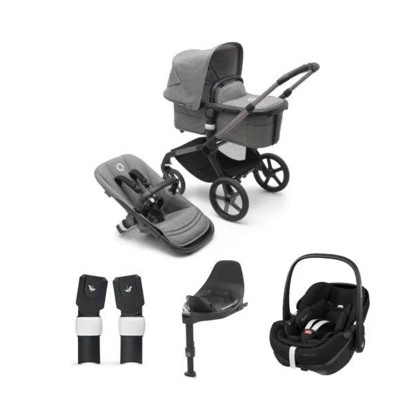 Bugaboo Fox 5 (Maxi Cosi Pebble Pro 360) Travel System Bundle - Graphite/Grey Melange