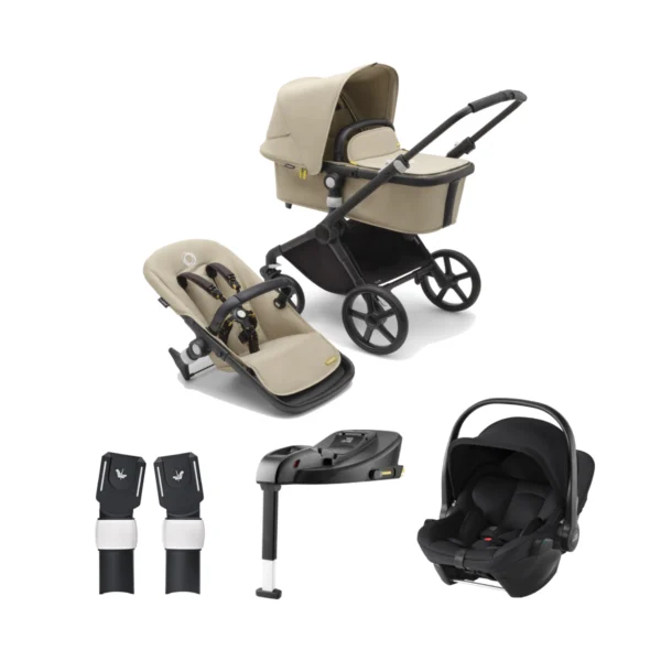 Bugaboo Fox Cub (Britax Römer Baby Safe-Core Car Seat) Travel System Bundle - Black/Desert Beige