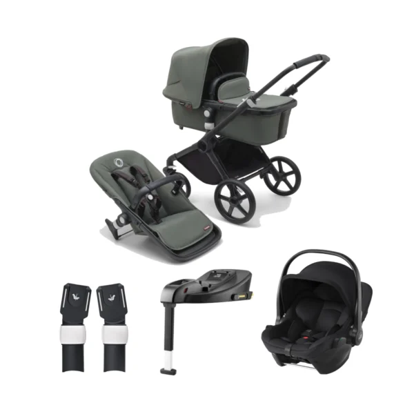 Bugaboo Fox Cub (Britax Römer Baby Safe-Core Car Seat) Travel System Bundle - Black/Forest Green