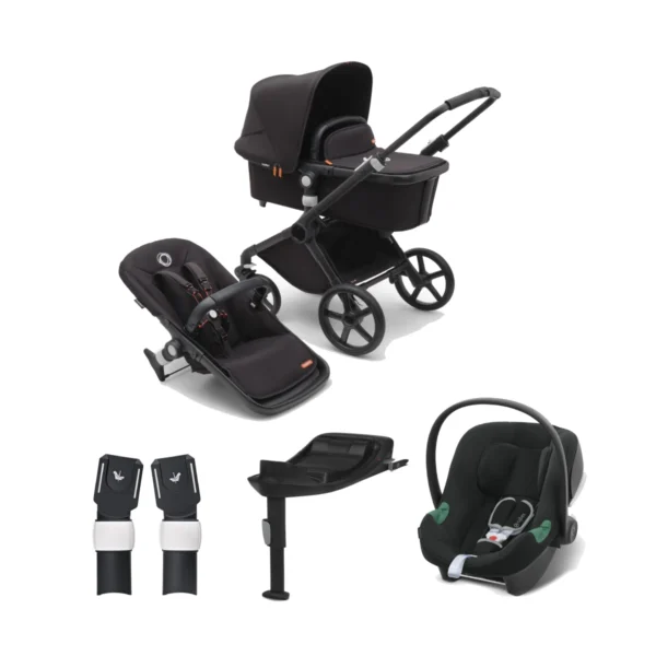 Bugaboo Fox Cub (Cybex Aton B2 i-Size Car Seat) Travel System Bundle - Black/Midnight Black