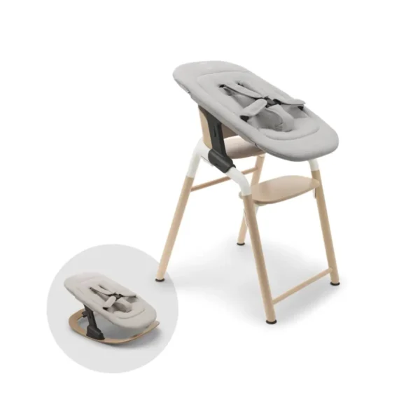 Bugaboo Giraffe Highchair & Rocker with Newborn Set-Neutral Wood/White & Polar White