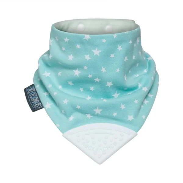 cheeky chompers sage stars neckerchew teething dribble bib