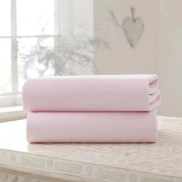 Clair De Lune 2 Pack Cotton Fitted Pram/Crib Sheets-Pink