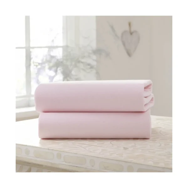 clair de lune 2 pack fitted cotton cot sheets pink