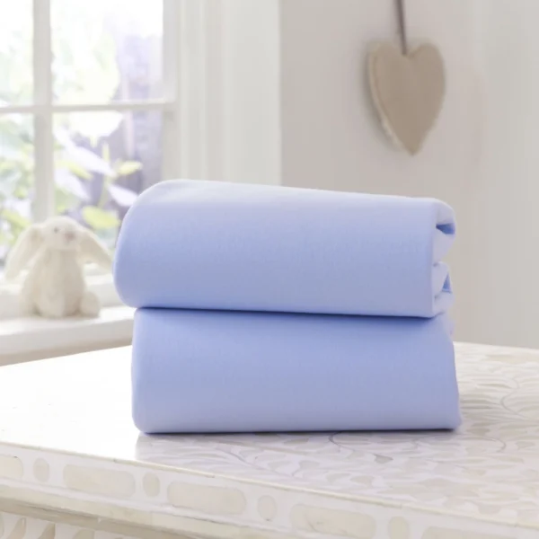 clair de lune 2 pack fitted cotton moses basket sheets blue