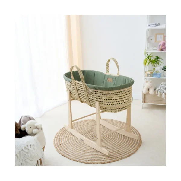 Clair De Lune Organic Palm Moses Basket - Green