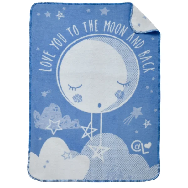 Clair De Lune Over The Moon Fleece Blanket-Blue